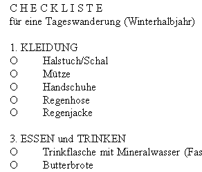 Checkliste